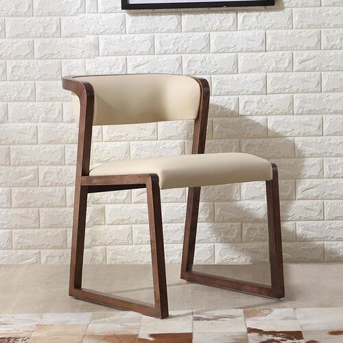 Solid wood dining chair Nordic home armchair creative backrest upholstered chair cafe restaurant bar leather art dining chair