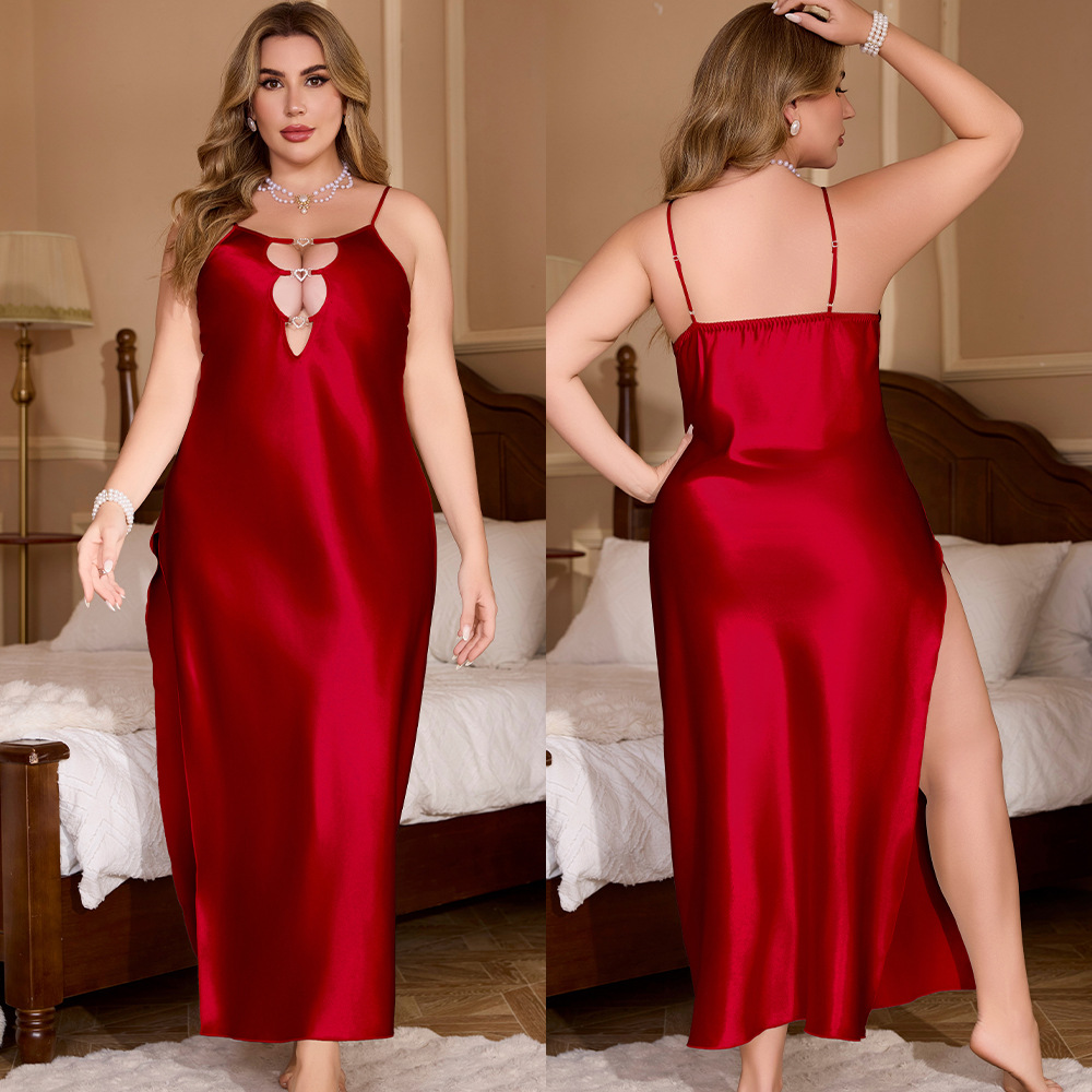 Nuevo pijama de tamaño grande para mujeres color sólido sexy de espaldas largas vestidos para el hogar SQ22163 viento lento