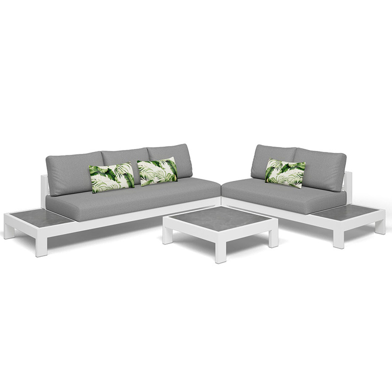 Villa patio terraza sofá de aleación de aluminio combinación de jardín al aire libre impermeable muebles de protección solar sofá de ocio al aire libre