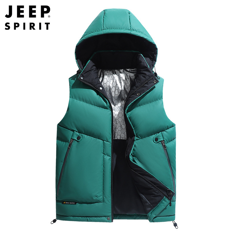 Men's demi-season jeep for leisure sleevless, fashionable vest, jacket with hood
