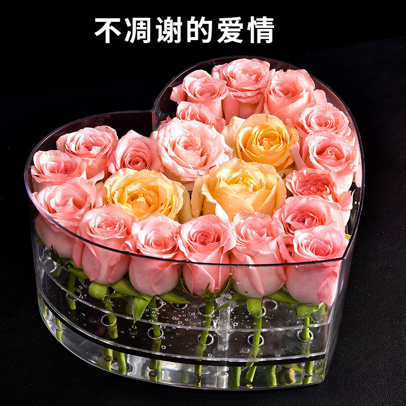 メーカー直供アクリル高品質透明花ギフトボックスハート型花ギフトボックス永生花ギフトボックス|undefined