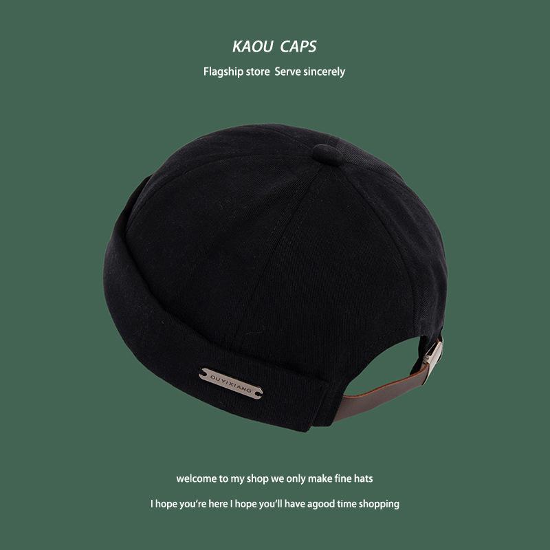 Retro sombrero mujer otoño invierno elegante calles sin cornisa sombrero maestro japonés hip-hop cúpula pulgada sombrero de piel de melón hombre al por mayor