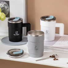 304不锈钢马克杯高颜值上班族学生家用保温水杯咖啡杯套装吸管杯