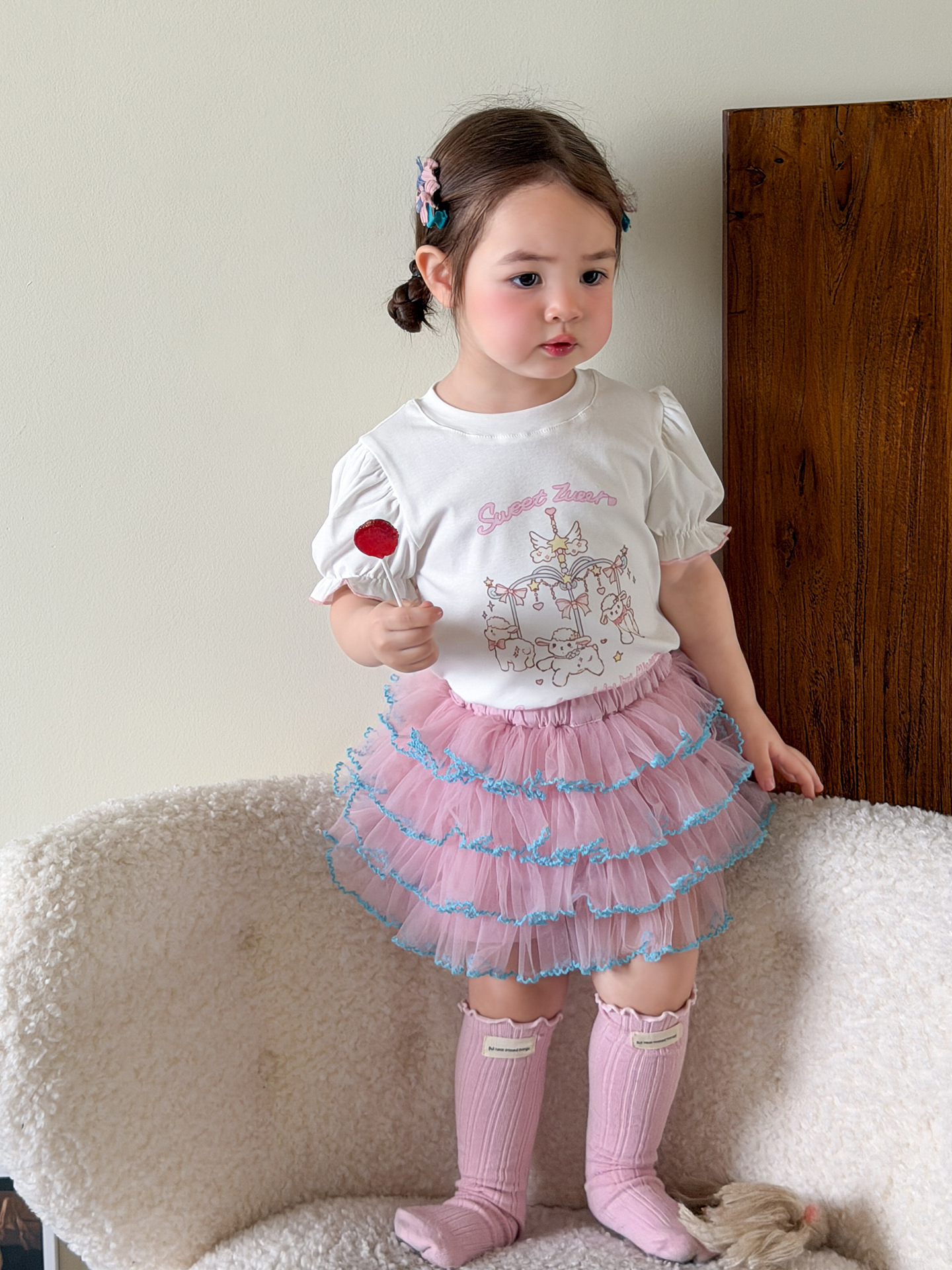 Sugar Pear ropa infantil falda de mitad de niña de verano delgada 2026 falda de princesa de niños mallas pastel de tartanilla falda corta de bebé