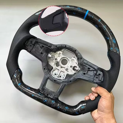 Blue forged carbon fiber Steering wheel - without-a-pick-hole