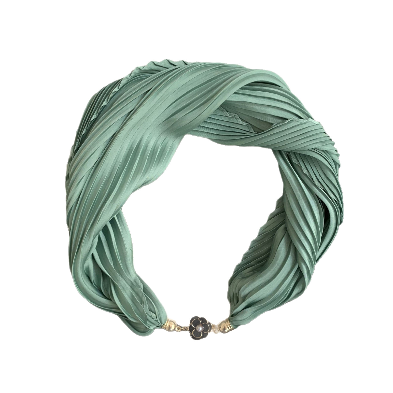 Pañuelo de seda arrugado de seda de imitación magnética con hebilla de rosa de color sólido de verano, protector solar, bufanda decorativa profesional ligera de todo fósforo