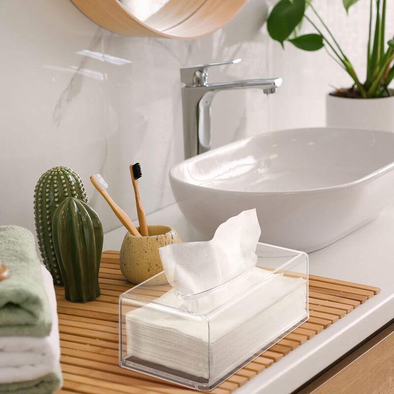 Four-piece transparent acrylic tissue box cover rectangle tissue holder tissue dispenser facial tissue suitable for office