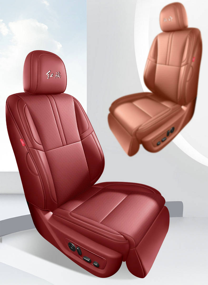 2026 New Model, Custom-Made, Perforated Leather, Breathable, and Durable Car Seat Cushions for Hongqi HS6, Full Coverage Seat Covers