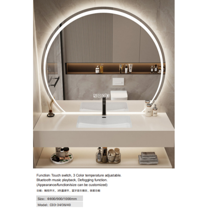 espejo de baño LED colgado en la pared espejo de baño anti-nebble con luz espejo inteligente de baño doméstico colgado en la pared espejo de baño