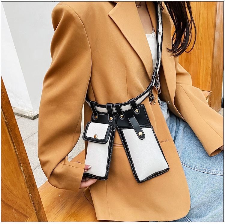 Fashion Bungee Mobile Phone Vertical Hit Color Waist Bag display picture 9