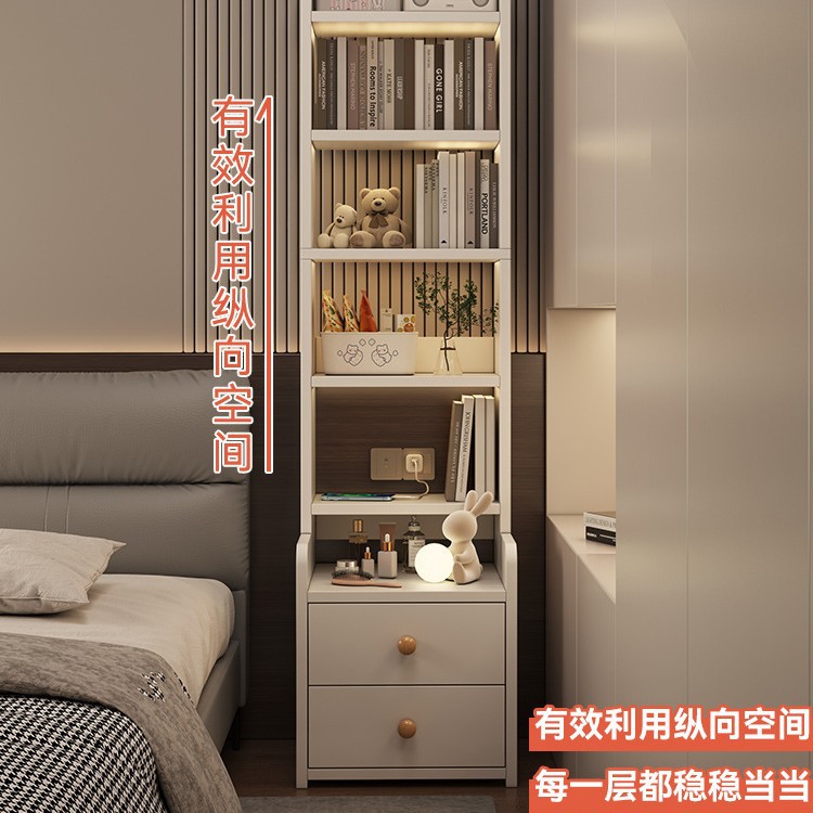 Bedside Table Home Bedroom Heightened Bedside Table Simple Modern Storage Rack Multi-Layer Bookshelf Storage Cabinet Storage Cabinet