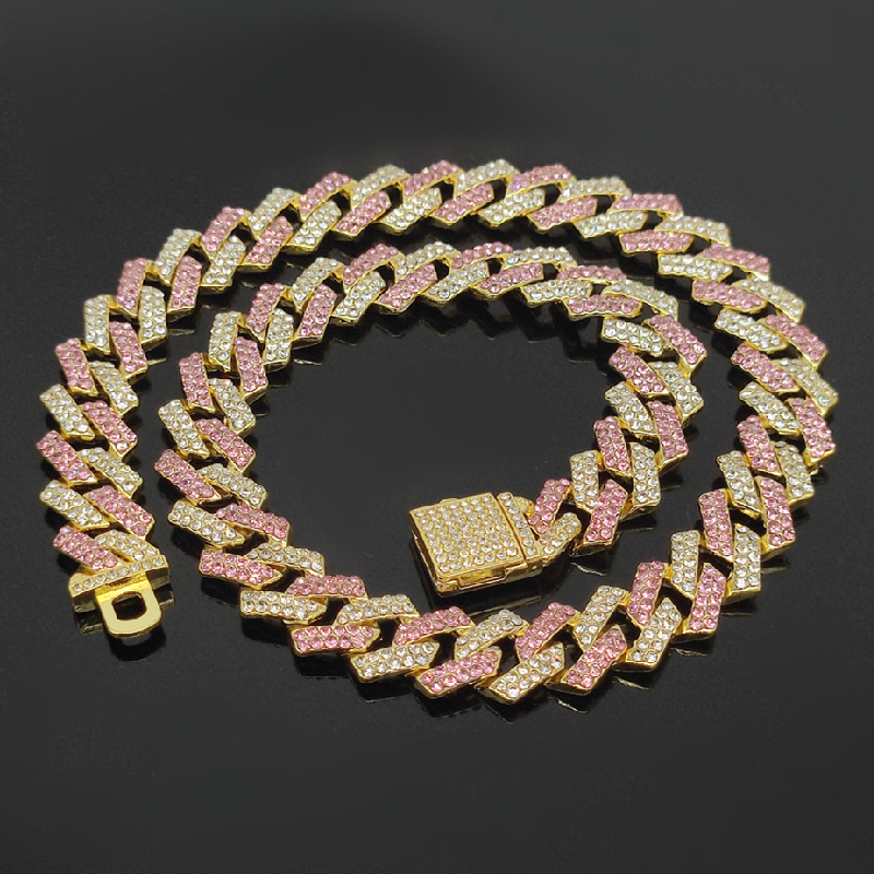 15mm flip farbige kubanische Kette modische und coole Männer voller Diamant_voghion.com