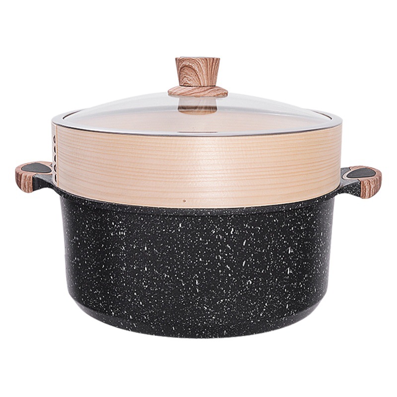 Maifan piedra olla de sopa hogar antiadherente de doble oído olla de fideos al vapor sopa de gas Cocina de Inducción especial olla caliente palillos olla