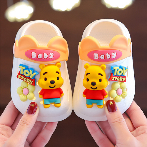 Children's Cartoon Croc Shoes Summer Indoor and Outdoor Little Boy Soft Sole Non-Slip Children's Home Baby Bath Sandals
