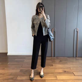 可劈叉的西裤！立裁干练挺括有型高弹力针织感高腰烟管西装裤