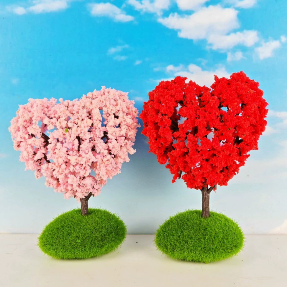 Архитектурная модель песочного стола, архитектурная модель, микроландшафтное украшение, искусственный пластиковый цветок, модель персикового сердца, украшение для ног дерева