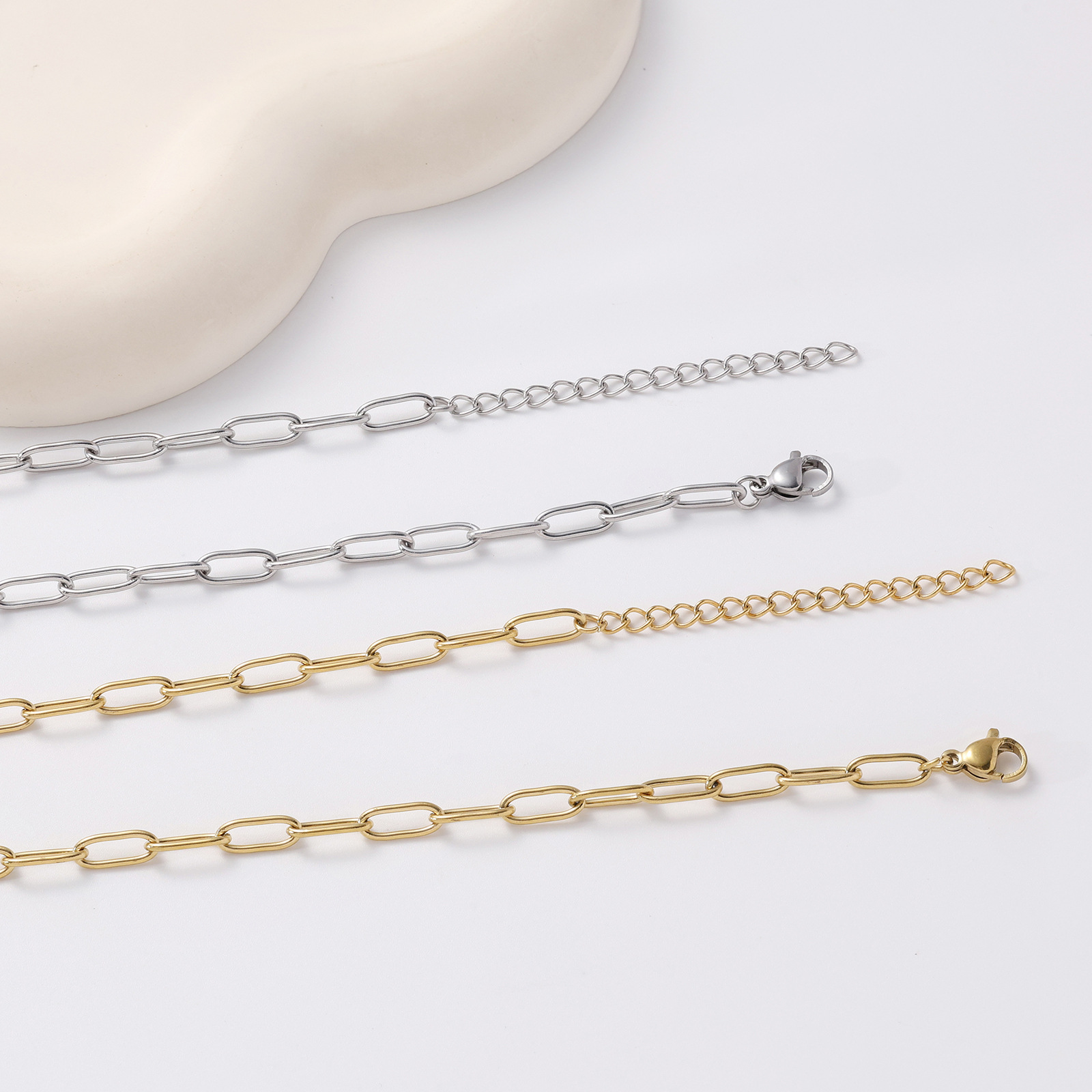 Lobster Trigger Clasp Closure Clasp Closure Type Chain Necklace Classification Wholesale Jewelry Basic Simple Style Geometric 304 Stainless Steel Plating Cable Chain Chain Necklace