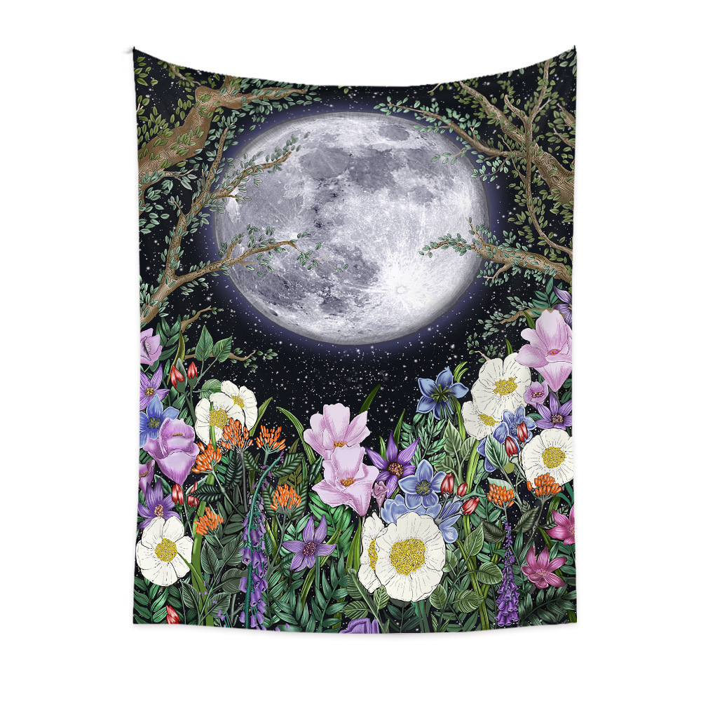 Bohemian Psychedelic Plant Moon Printing Hanging Decoration Cloth Tapestry Wholesale Nihaojewelry display picture 1