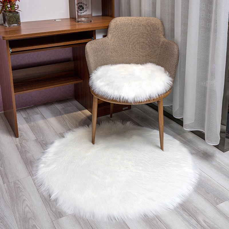 Alfombra de peluche larga dormitorio redondo chica silla mecedora silla de computadora mantas de lana nórdico alfombra de armario image 4
