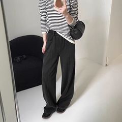 粗纹直筒牛仔裤女秋冬2025新款宽松休闲直筒裤垂感高腰复古阔腿裤