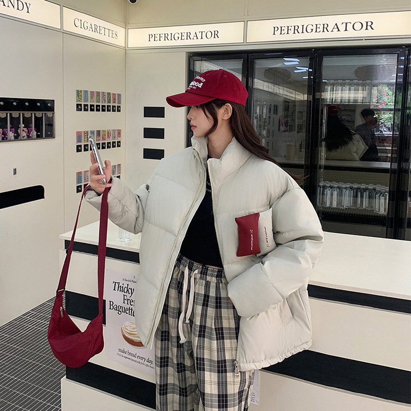 2024年冬季新款红色棉衣男女美式加厚保暖面包服潮牌新年外套女