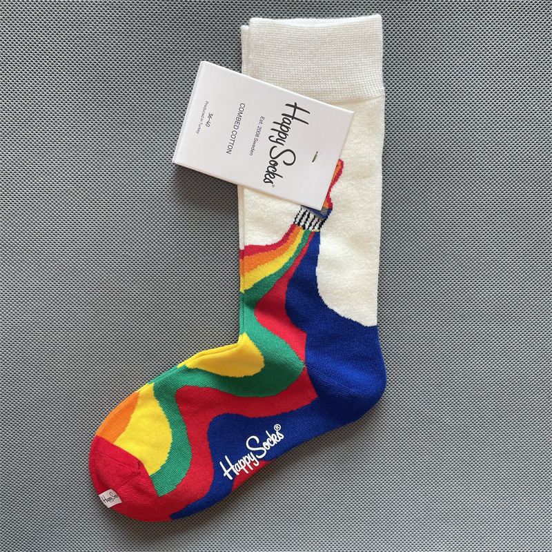 happysocks旗艦店新款女中筒襪瑞典潮牌HS百搭四季款襪批發潮