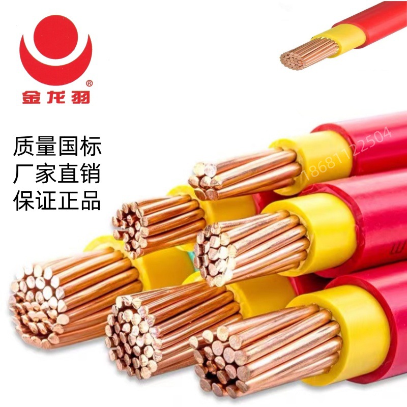 金龙羽电线电缆VV/BVV1*50平方阻燃双塑多股铜芯国标正品ZC-YJV