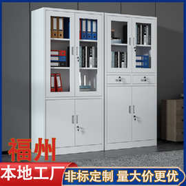 闽科办公室铁皮文件柜 玻璃对开资料书柜 钢制财务凭证档案储物柜