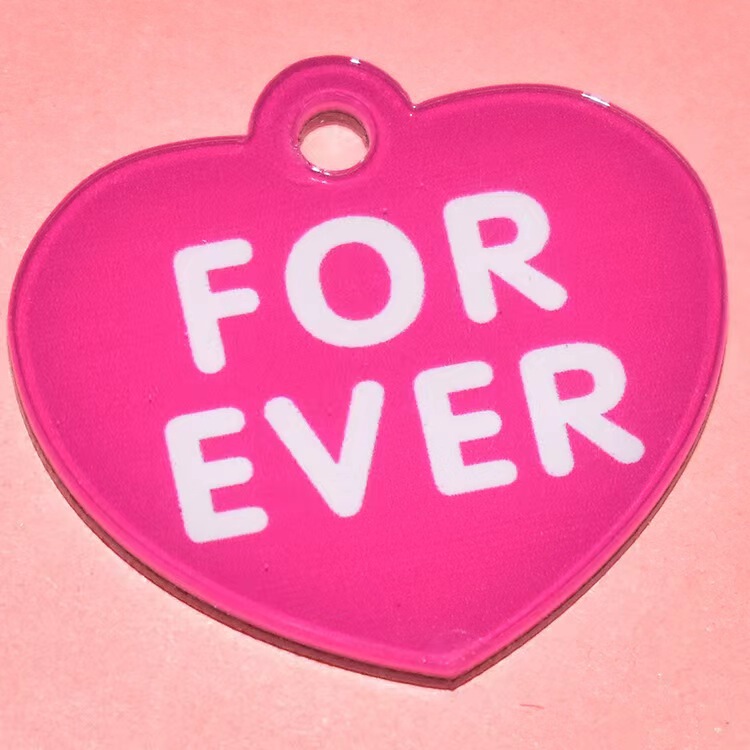 Colorful heart acrylic keychain bracelet ornaments Valentine's Day double-sided printing accessories English printing diy accessories