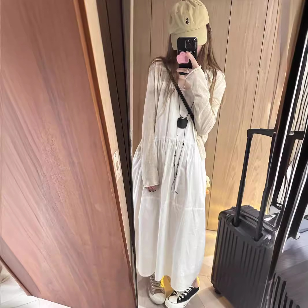 문예 바로크 피부감 면지 주름 U넥 A라인 원피스