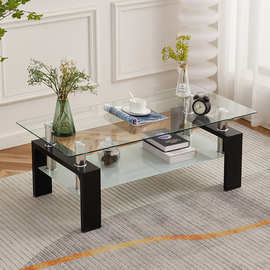 玻璃茶几方形北欧风家用钢化玻璃台面茶桌小户型简易泡茶桌子批发