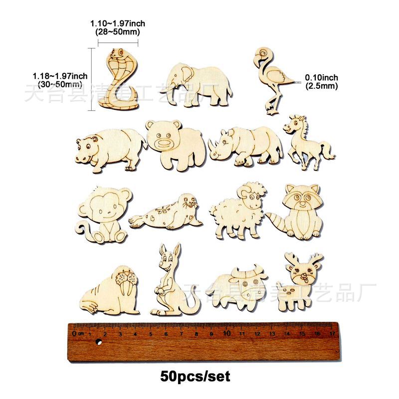 Animales madera en bruto madera sin terminar mamífero zorro mono elefante oveja en forma de ciervo y otras artesanías de pintura de madera