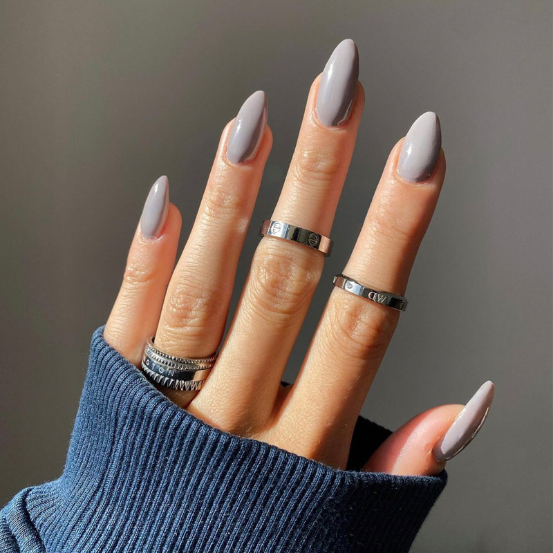 Foreign trade wear armor wholesale long gray simple solid color nail nail piece wearable 24 fake nail patch Foreign trade wear armor wholesale long gray simple solid color nail nail piece wearable 24 fake nail patch