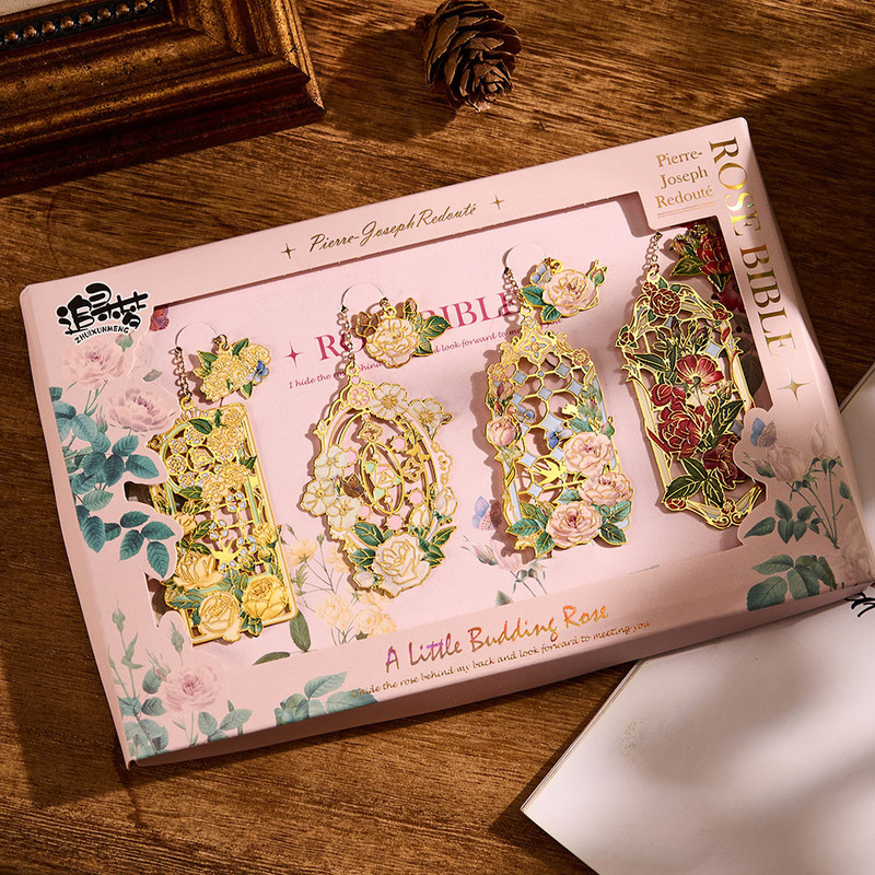 Exquisite Metal Bookmark Flower Story Series Hollow Flower Ins Style Bookmark Gift Box Gift Souvenir Exquisite Metal Bookmark Flower Story Series Hollow Flower Ins Style Bookmark Gift Box Gift Souvenir
