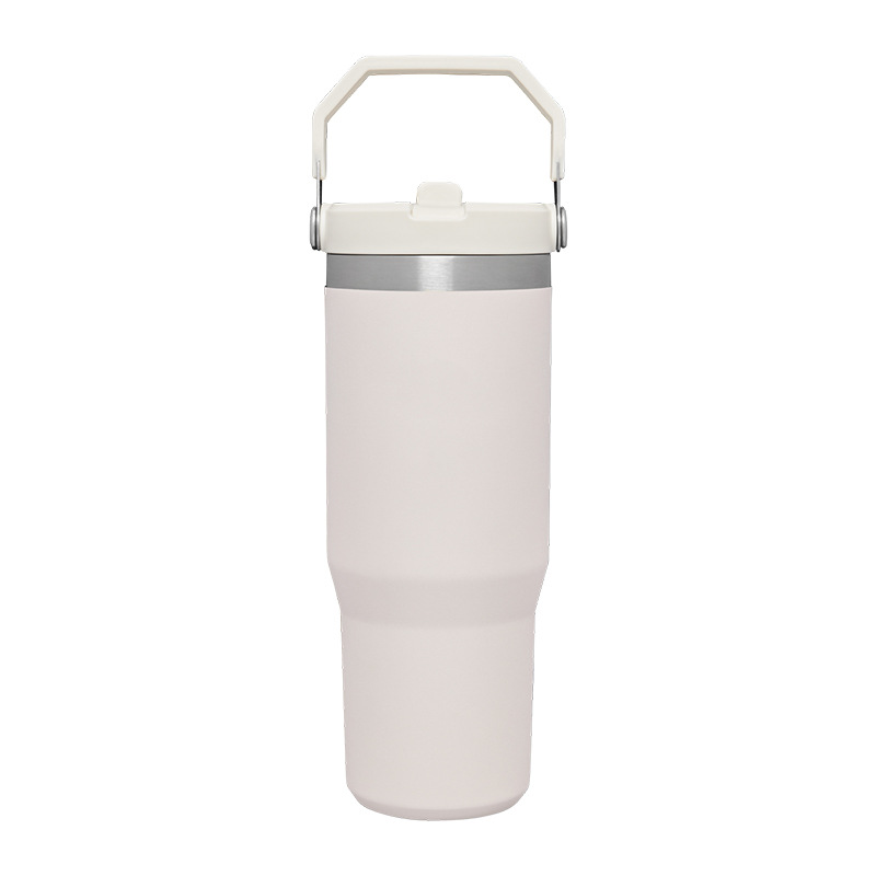 Nueva taza aislada de acero inoxidable 304, éxito de ventas transfronterizo, taza portátil con popote de 30 oz, taza de hielo para auto.