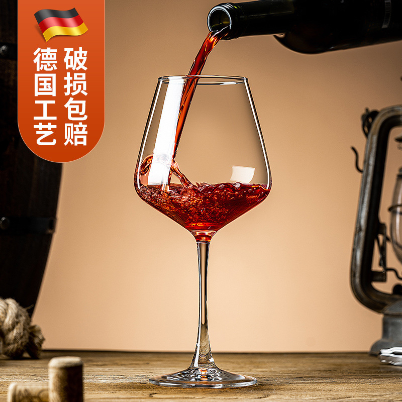 Conjunto de copa de vino de borgoña de lujo ligero casero copa de vidrio de cristal copa de vino de pie alto copa cortada en frío