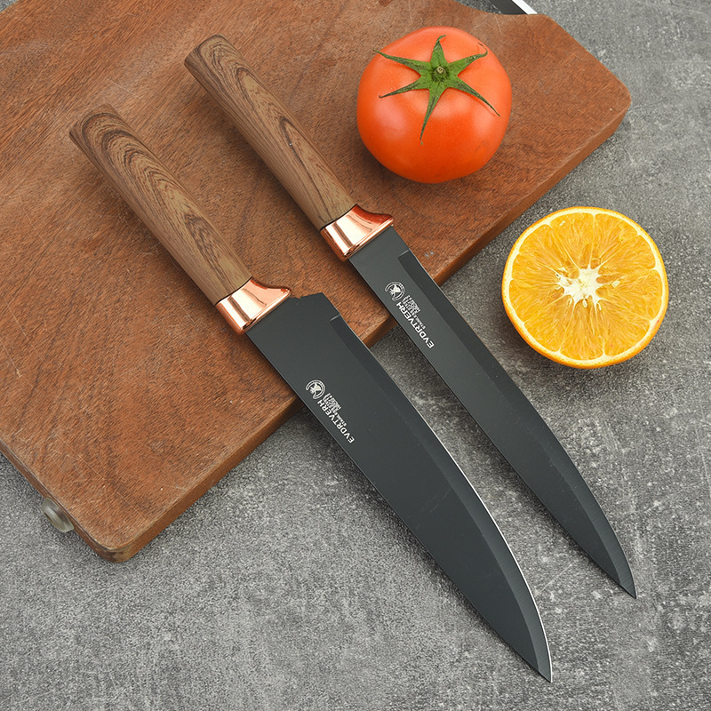 Juego de cuchillos de venta directa Juego de cuchillos de oro galvanizado Juego de cuchillos de acero inoxidable Juego de cuchillos de seis piezas