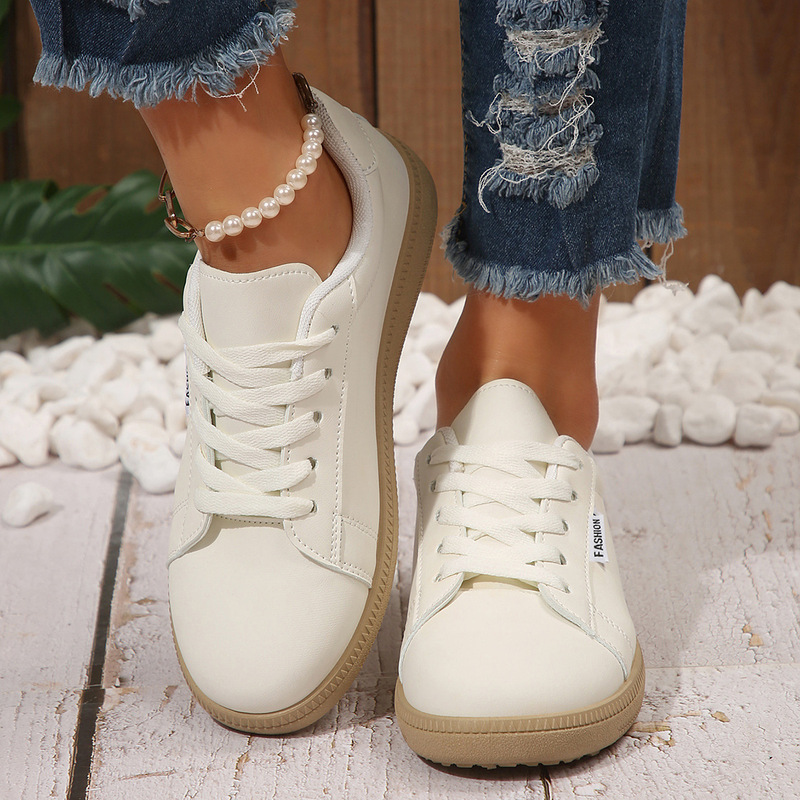 White shoes women's 2025 spring and summer foreign trade new single shoes women's shoes casual sneaker solid color white plate shoes White shoes women's 2025 spring and summer foreign trade new single shoes women's shoes casual sneaker solid color white plate shoes