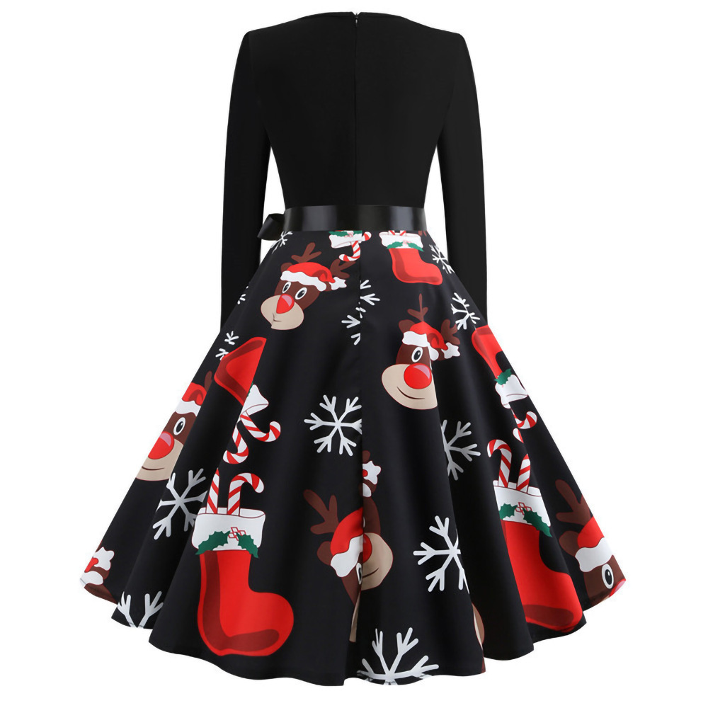Retro Christmas Printed Dress Image 4