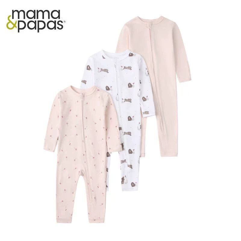 外贸童装春秋款宝宝连体衣长袖拉链爬服睡衣新生婴儿礼盒跨境专供