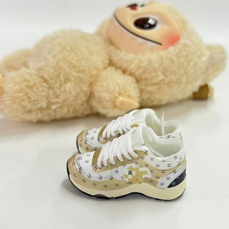 LABUBU Zapatos Rabu Ropa de bebé 17cm felpa vinilo bolso de muñeca colgante para zapatos desnudos caja ciega