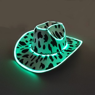 New Halloween Cold Light Pink Milk Cowboy Hat Eva Composite Shaped Led Cowboy Hat with Cold Light