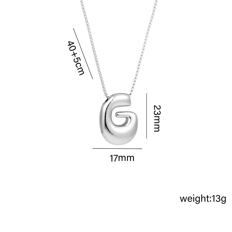 12g Weight Vacuum Plating Gold Plating Process White Gold Plated Plating Material Copper Pendant Material Pendant Necklace Classification Copper Chain Material 1 Piece Quantity Daily Occasion Copper Material Letter Pattern Women's Gender Plating Design Basic Style Copper White Gold Plated Basic Plating Letter Pendant Necklace 7