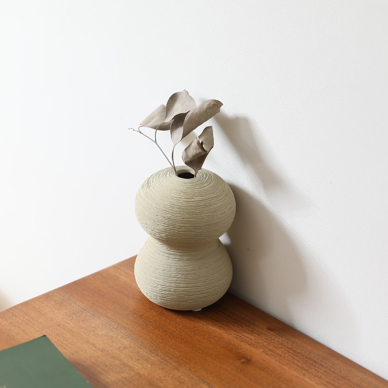 El viento tranquilo simple de cerámica dibujada simple adornos de vasijas de flores de flores secas flor de pequeño calibre decoración de vasijas de flores