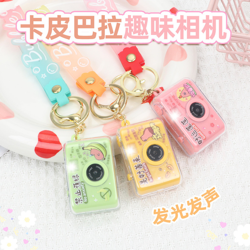 Creative No Anxiety Pendant Bag Luminous Sound Camera Keychain Mini Camera Transporter Capybara Accessories