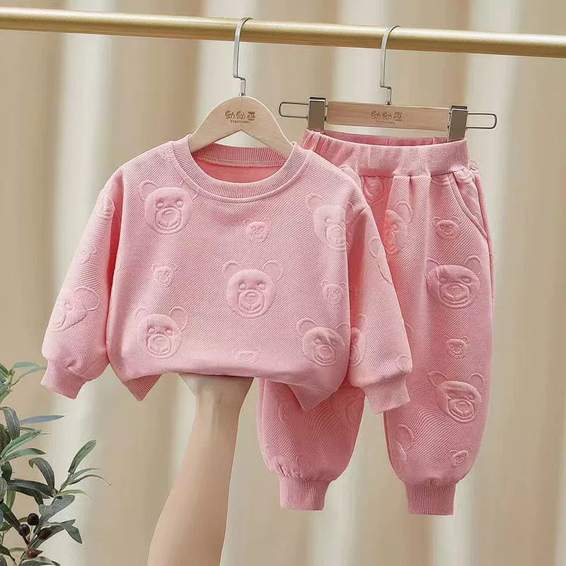 [Горячая распродажа в магазине] Осенняя одежда для девочек 2025 Новый костюм Весенне-осенний стиль Детская осенняя однотонная модная одежда для малышей