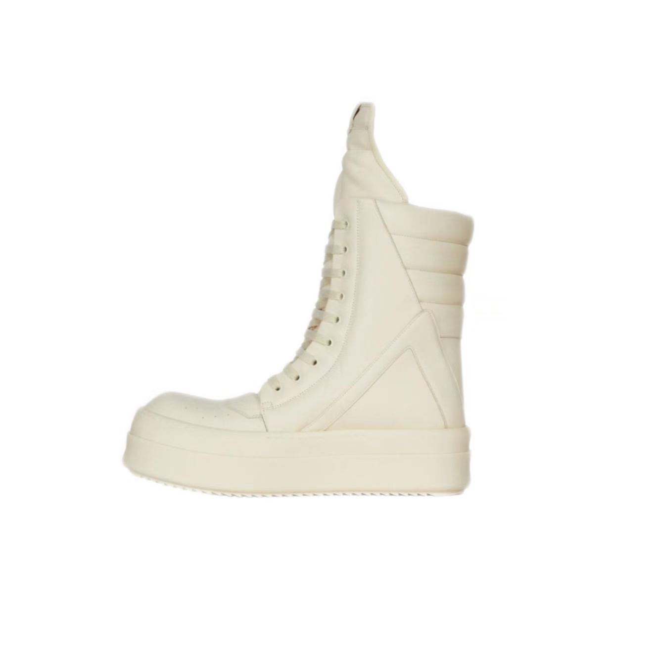 Rick Owens Geobasket High Top Platform Leather Milk