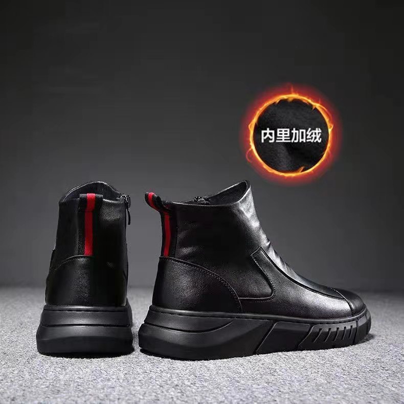 Martin Boots Uomo Autunno Nuove scarpe da uomo Tendenza Versatile Scarpe con cerniera con stivaletti in velluto Stivali medi britannici_voghion.com