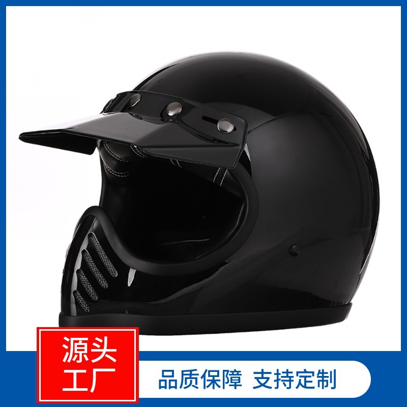 跨境专供玻璃钢复古摩托车头盔欧美双认证舒适内衬全盔现货批发