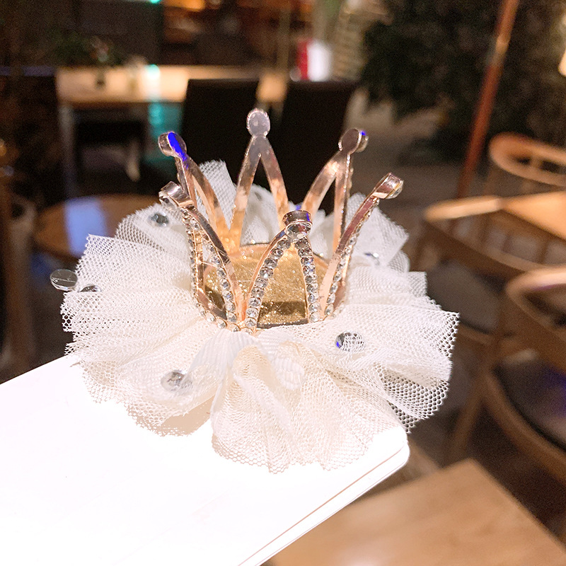 Pink, Purple, Yellow, Black Color Cute Kid'S Crown Alloy Diamond Hair Clip Hair Accessories